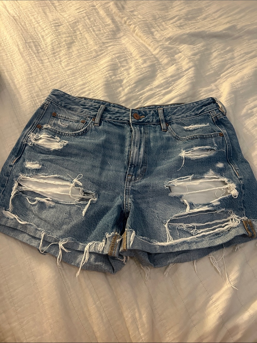 American Eagle Outfitters Distressed Blue Denim Jean Shorts